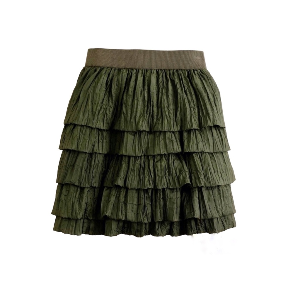 J Crew 100% Silk Ruffled Mini Skirt sz 00 fits 0-2